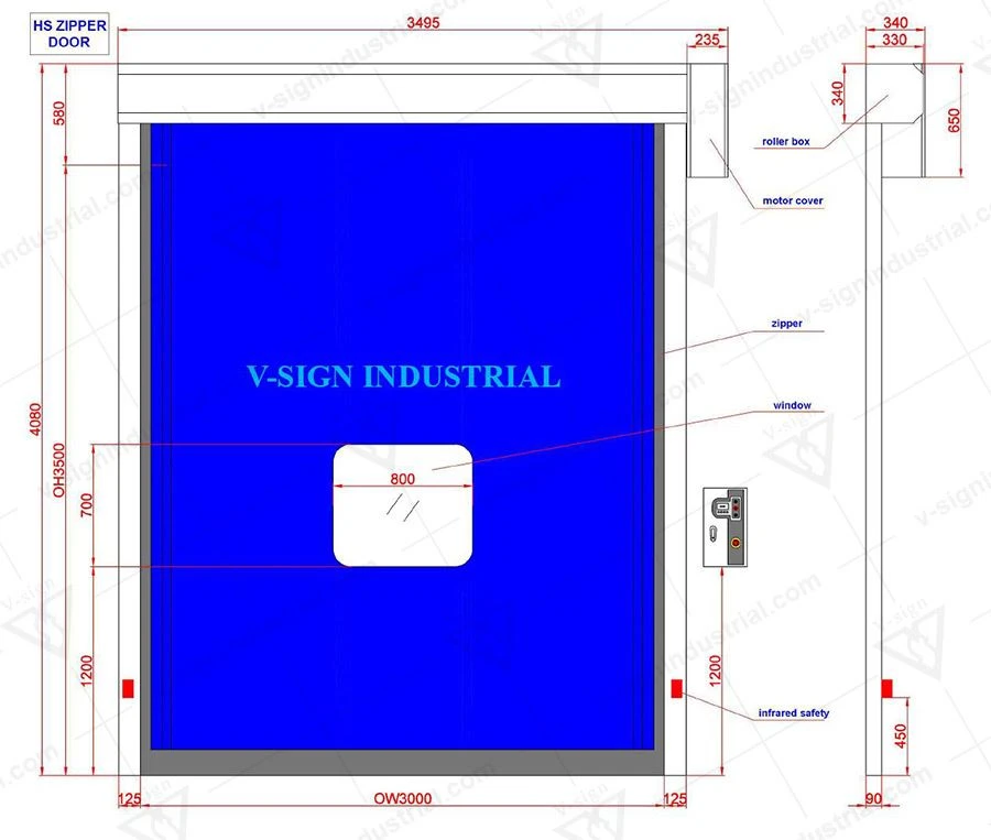 HS zipper door drawing